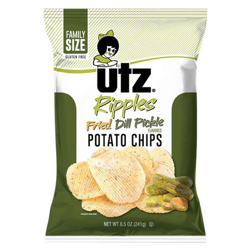 Utz Potato Chips Ripples Fried Dill Pickle 8.5oz