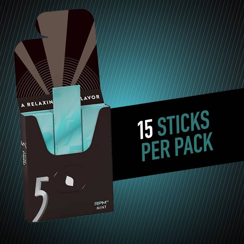 5 GUM RPM Mint Sugar Free Chewing Gum, Five Gum, 15 Stick Pack