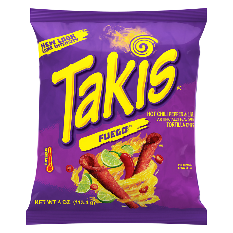 Takis Fuego Hot Chili Pepper & Lime Tortilla Chips 4oz
