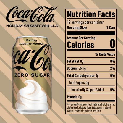 Coca-Cola Zero Sugar Holiday Creamy Vanilla 12pk 12oz Can