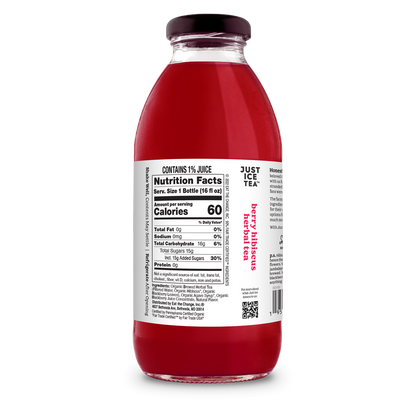 Just Ice Tea Berry Hibiscus Herbal Tea 16oz Glass Bottle