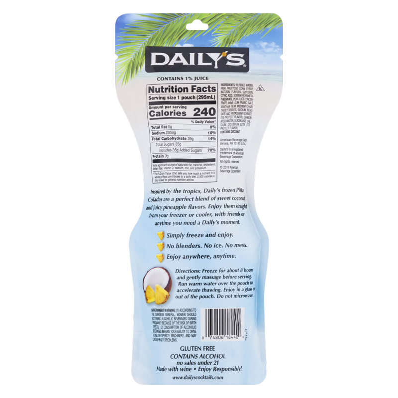 Dailys Frozen Pina Colada 10oz Pouch