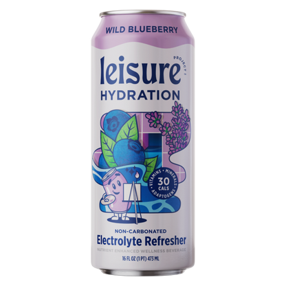 Leisure Hydration Wild Blueberry Electrolyte Refresher 16oz Can