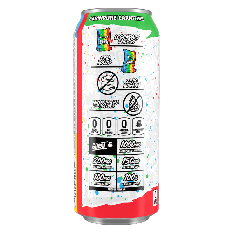 GHOST Energy Zero Sugar Sour Strips Rainbow 16oz Can