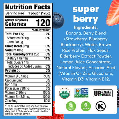 Noka Super Berry Superfood Smoothie 6pk 4.22oz Box