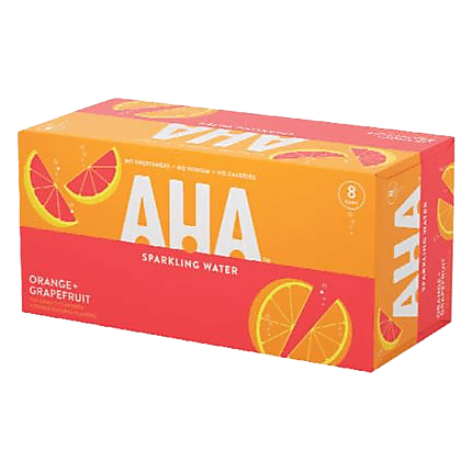 AHA Sparkling Water Orange + Grapefruit 8pk 12oz