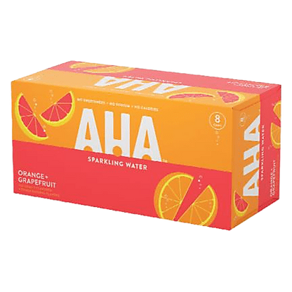 AHA Sparkling Water Orange + Grapefruit 8pk 12oz