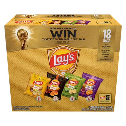 Lay's FIFA Mix 18ct (Classic, BBQ, Limon, All Dressed), 18 ct