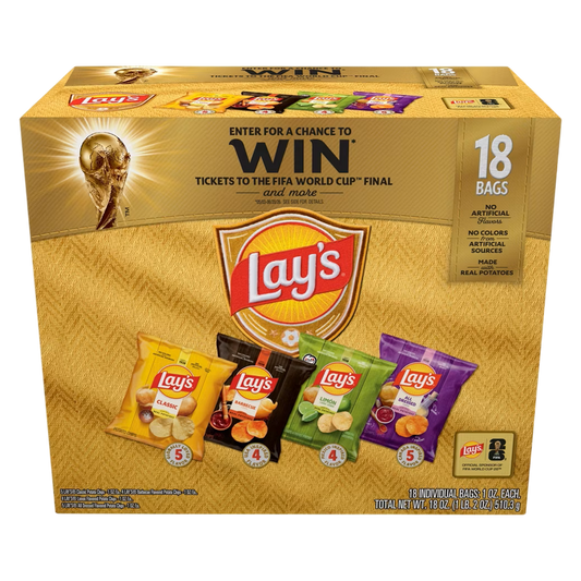 Lay's FIFA Mix 18ct (Classic, BBQ, Limon, All Dressed), 18 ct