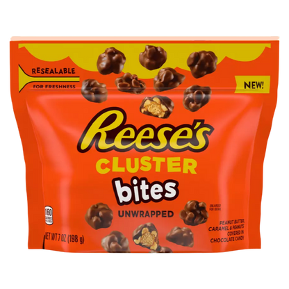 REESE'S Unwrapped Cluster Bites Pouch (Peanut Butter, Caramel & Peanuts Covered In Chocolate), 7 oz