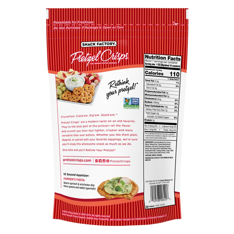 Pretzel Crisps Everything Pretzel Crackers, 7.2oz