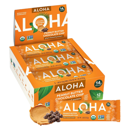 Aloha Peanut Butter Chocolate Chip Protein Bar Case 12 ct