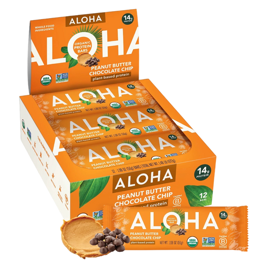 Aloha Peanut Butter Chocolate Chip Protein Bar Case 12 ct