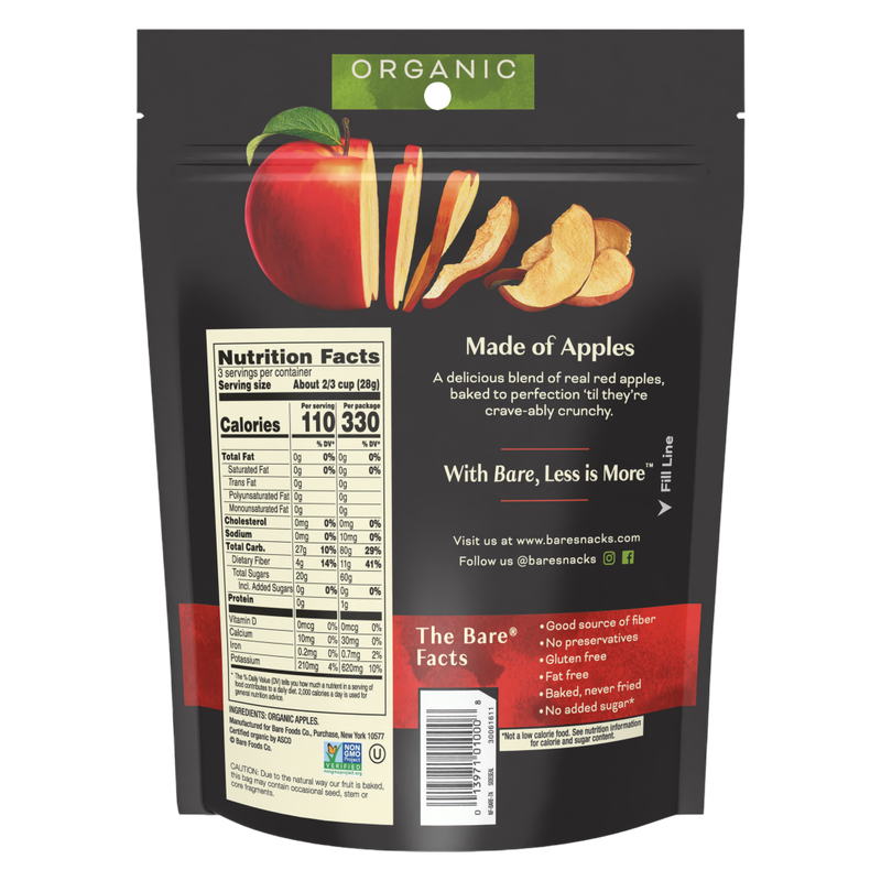 Bare Organic Apple Chips Fuji & Reds, 3 oz