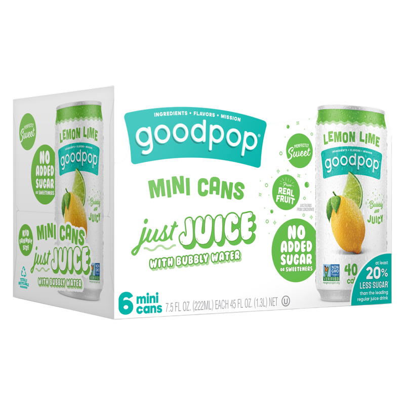 GoodPop Lemon Lime Juice & Bubbly Water 6pk 7.5oz Mini Can