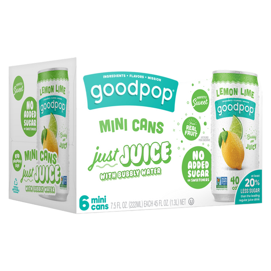 GoodPop Lemon Lime Juice & Bubbly Water 6pk 7.5oz Mini Can