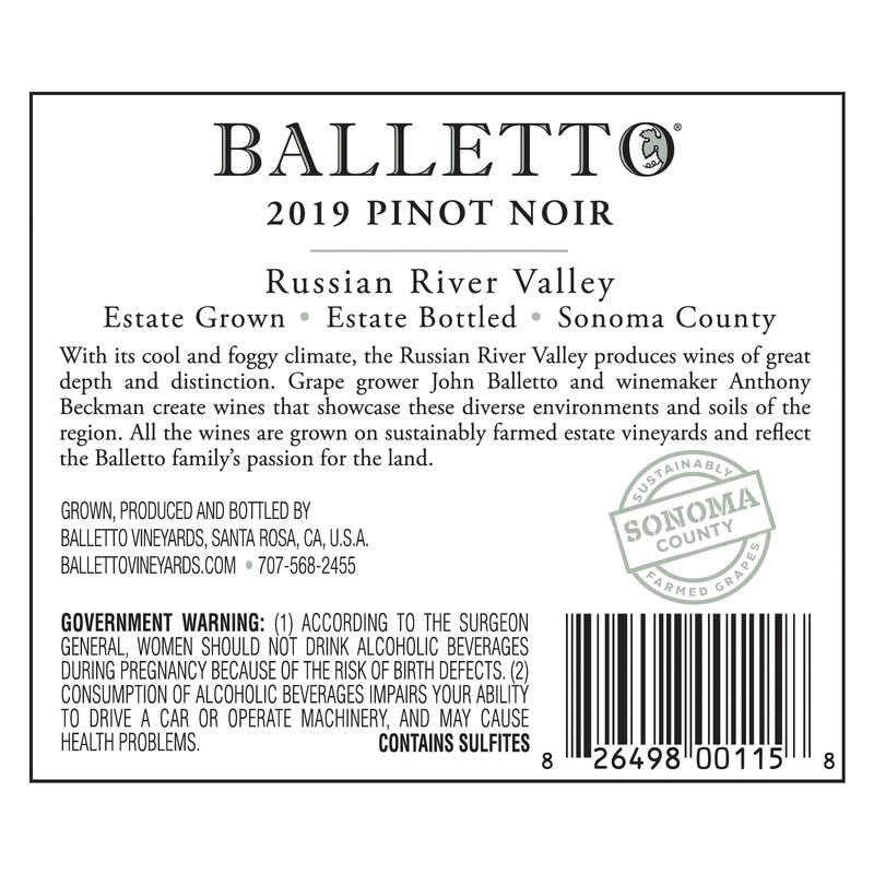 Balletto Pinot Noir 750ml