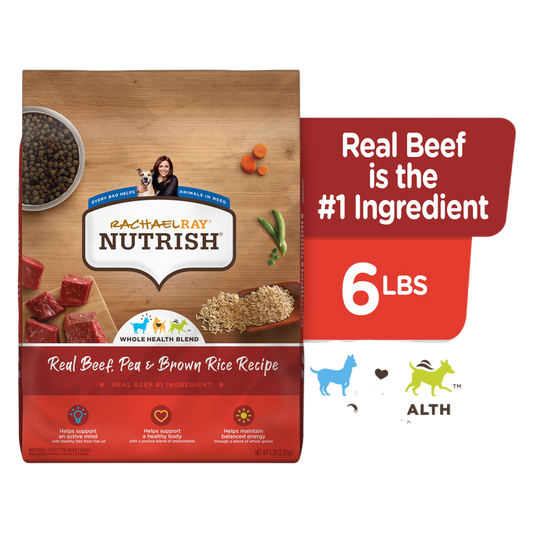 Rachael Ray Nutrish Dry Dog Food, Real Beef, Pea & Brown Rice Recipe, 6 lb. Bag