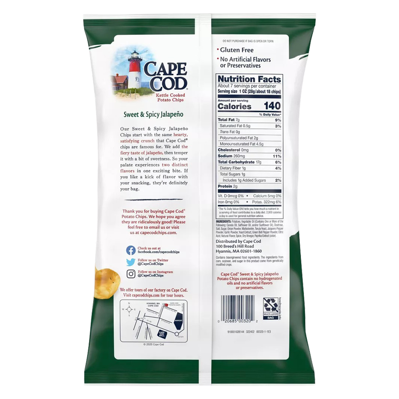 Cape Cod Sweet & Spicy Jalapeno Kettle Cooked Potato Chips 7.5oz