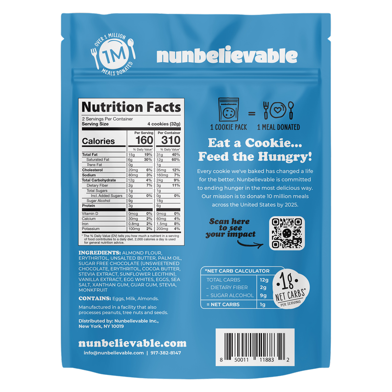 Nunbelievable Keto Chocolate Chip Cookies 2.26oz