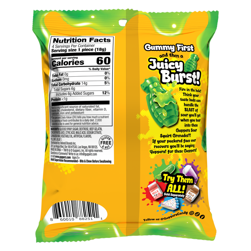 GUPPERZ Sour Squirt Grenades, 2.54 oz