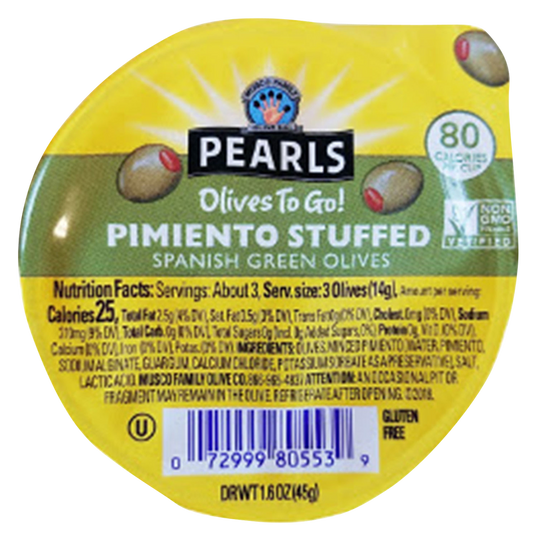 Pearls Pimiento Stuffed Olives To Go 1.6oz