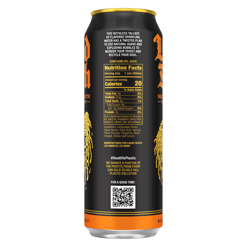 Liquid Death Sparkling Water Squeezed To Death 19.2oz Can