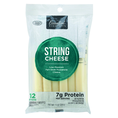 Essential Everyday Part-Skim Mozzarella String Cheese Individually Wrapped 12ct/12oz