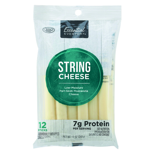 Essential Everyday Part-Skim Mozzarella String Cheese Individually Wrapped 12ct/12oz