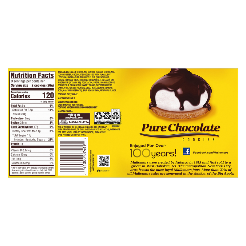Mallomars Pure Chocolate Cookies, 8.2 oz