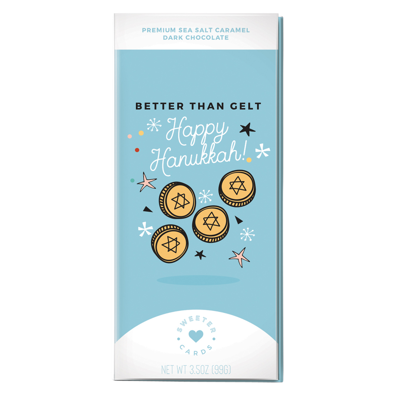 Sweeter Cards 'Happy Hanukkah' Sea Salt Caramel Dark Chocolate Holiday Card 3.5oz