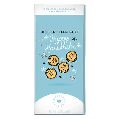 Sweeter Cards 'Happy Hanukkah' Sea Salt Caramel Dark Chocolate Holiday Card 3.5oz
