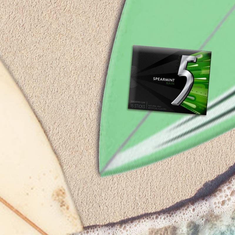 5 GUM Spearmint Rain Sugar Free Chewing Gum