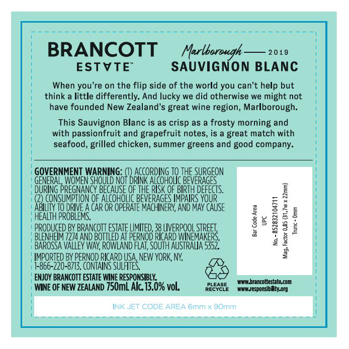 Brancott Estate Sauvignon Blanc 750ml