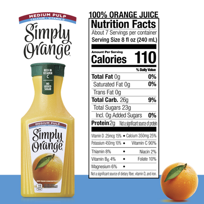 Simply Orange Juice Medium Pulp 52oz