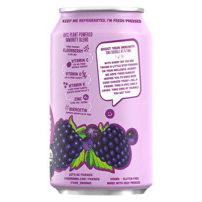 Vive Organic Sparkling Immunity Blackberry Elderberry 12oz Can