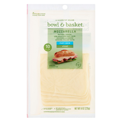Bowl & Basket Sliced Part-Skim Mozzarella Natural Cheese - 8oz / 10ct
