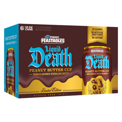 Liquid Death Soda-Flavored Sparkling Water Feastables Peanut Butter Cup 6pk 12oz Can