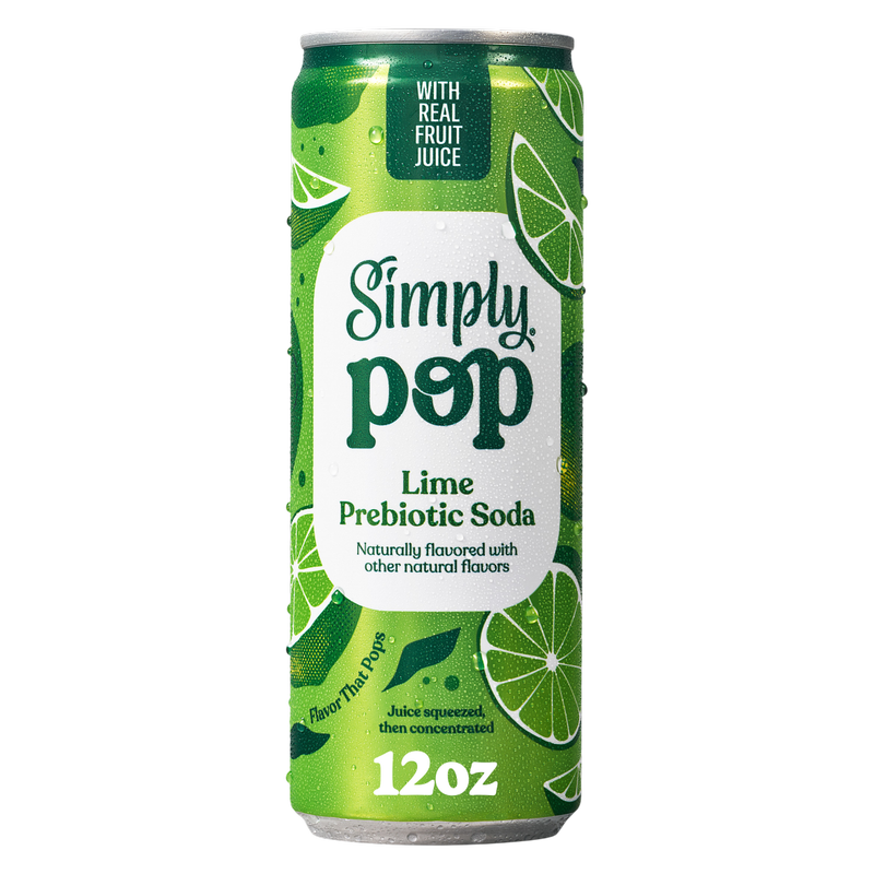 Simply Pop Lime Prebiotic Soda 12oz Can