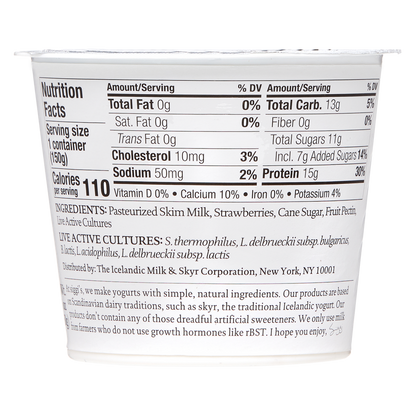 Siggi's Strawberry Non-Fat Yogurt 5.3oz