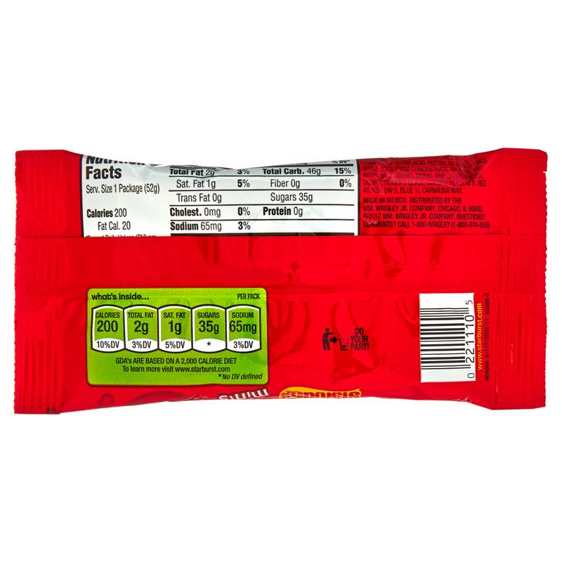 STARBURST ORIGINAL CHEWY MINIS SINGLES 1.85 OZ