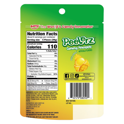 Amos Peelerz Gummy Pineapple, 6 oz