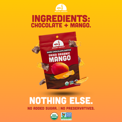 Mavuno Harvest Organic Dark Chocolate Dipped Dried Mango, 3oz