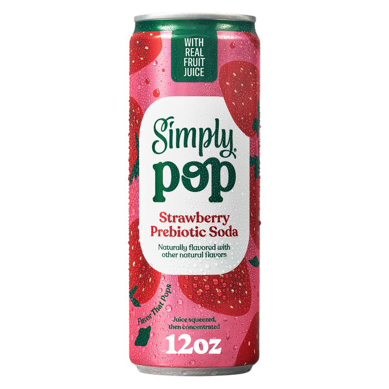Simply Pop Strawberry Prebiotic Soda 12oz Can
