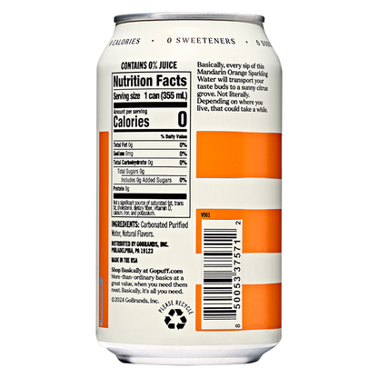 Basically Mandarin Orange Sparkling Water 8pk 12oz Cans