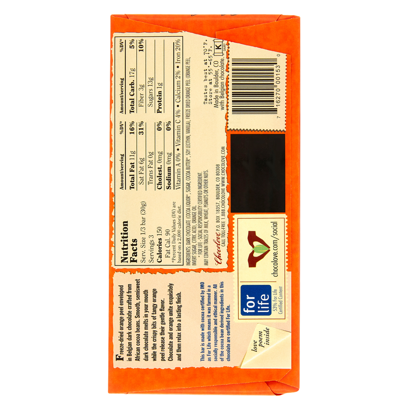 Chocolove Orange Peel Dark Chocolate 3.2oz