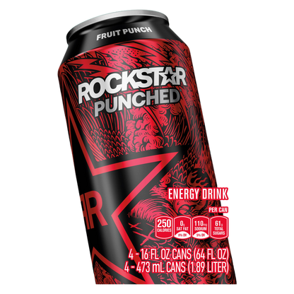 Rockstar Punched Fruit Punch 4pk 16oz Can- XL