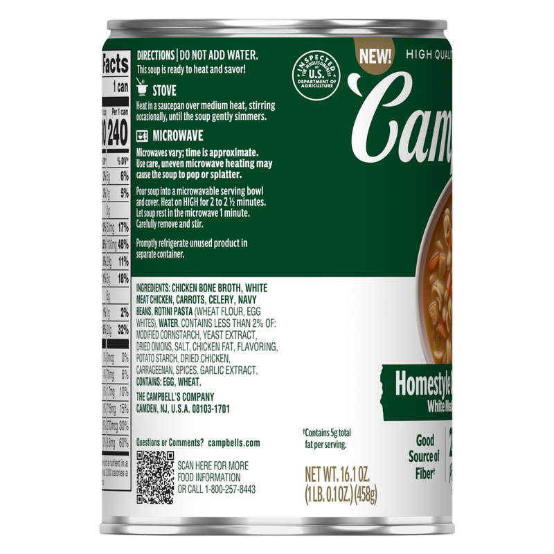 Campbell's® Protein Homestyle Chicken and Rotini Soup, 16.1 Oz Can