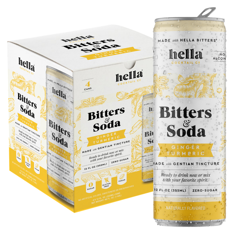 Hella Cocktail Co. Bitters & Soda Ginger Turmeric 4pk 12oz Can