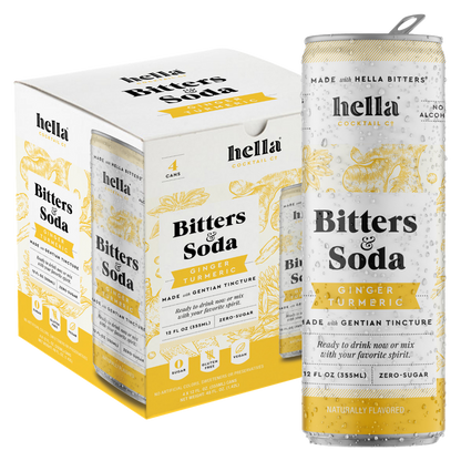Hella Cocktail Co. Bitters & Soda Ginger Turmeric 4pk 12oz Can